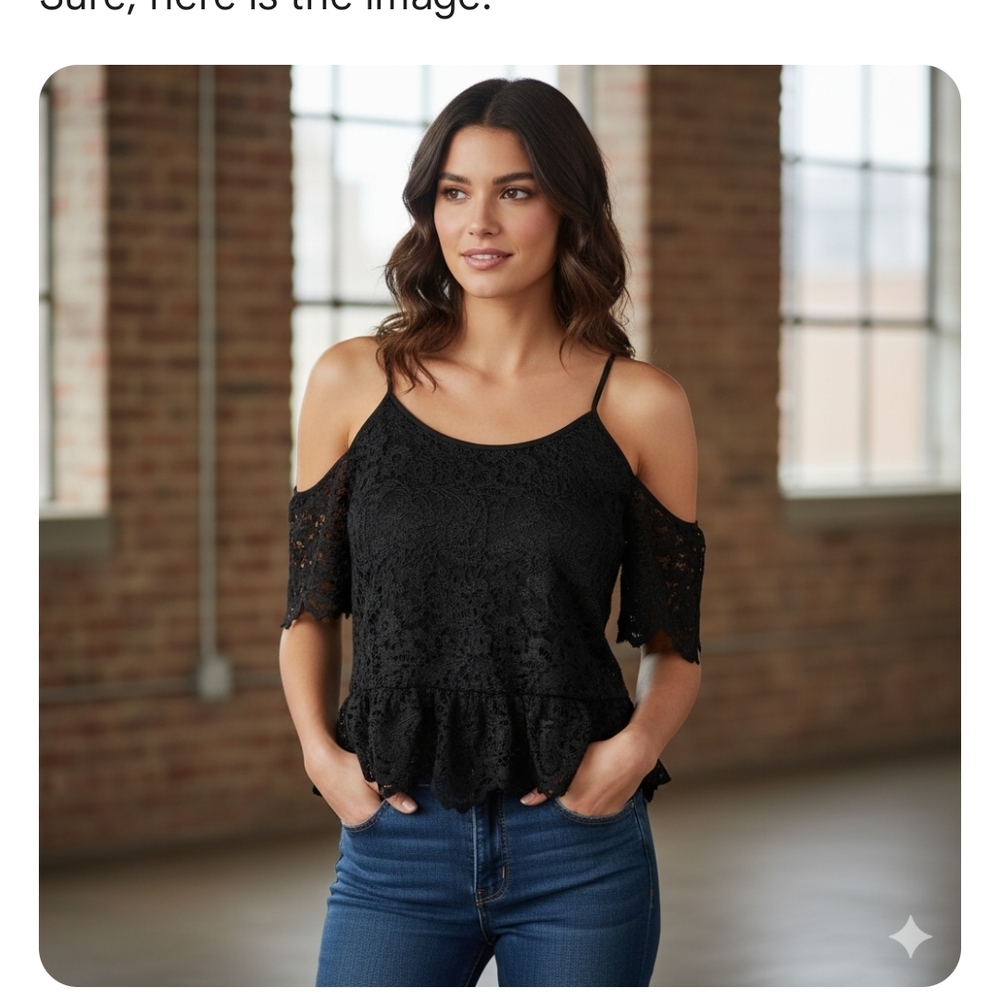 Zara Black Lace Cold Shoulder Blouse